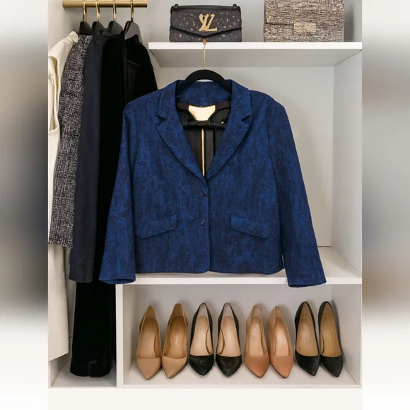 Jessica London Textured Blue Jacket - Picture 1 of 4